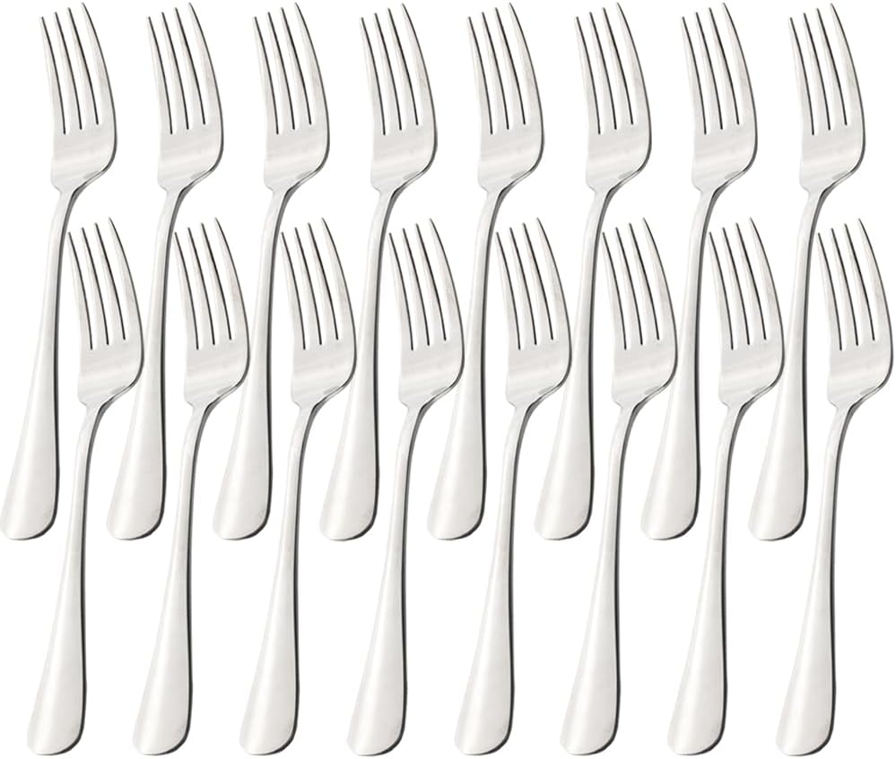 homEdge Set of 16 Stainless Steel Dessert Forks – 6.7 Inch Mirror Polished Flatware  Elegant Silver Forks for Cake  Pastry  Fruit  Appetizers & Daily Use