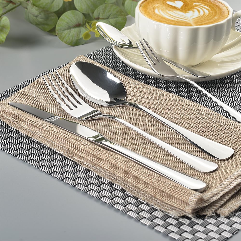 homEdge Set of 16 Stainless Steel Dessert Forks – 6.7 Inch Mirror Polished Flatware  Elegant Silver Forks for Cake  Pastry  Fruit  Appetizers & Daily Use