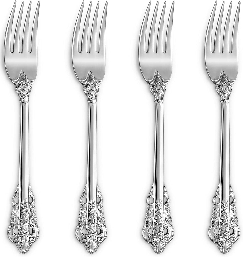 KEAWELL Luxury Salad Forks Dessert Forks Set  Set of 4  18/10 Stainless Steel  7 Inches  Dishwasher Safe  Mirror Polished  Silverware Fork Set (Silver)